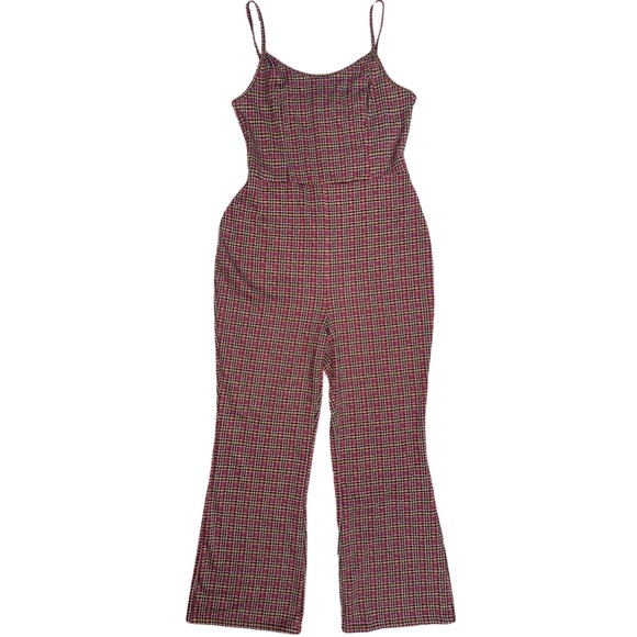 Plaid Jumpsuit Wild Fable Wide Leg Cropped Jumpsuit for Fall - Picture 3 of 11